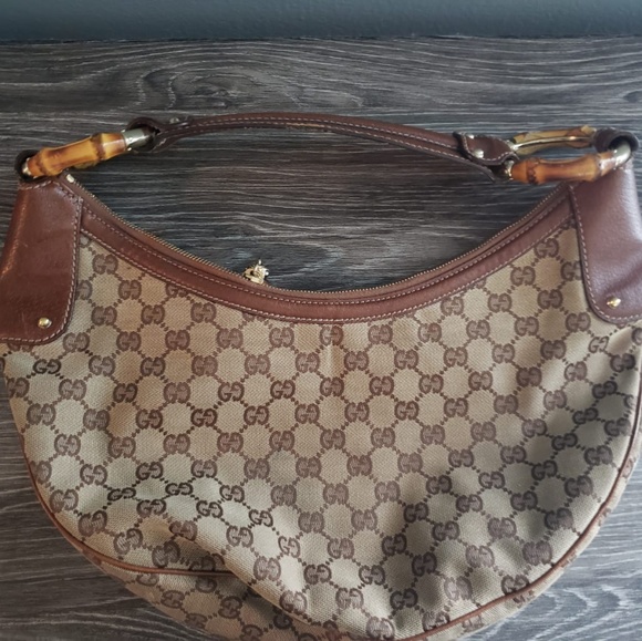 Handbags - Gucci Canvas Hobo with bamboo ring